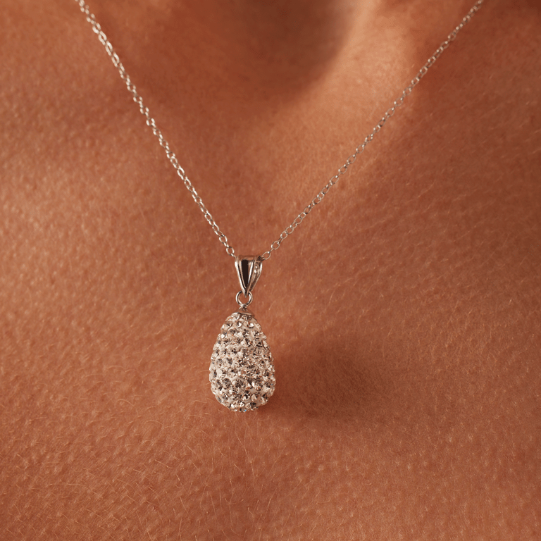 Zilveren ketting met kristal druppel voor dames