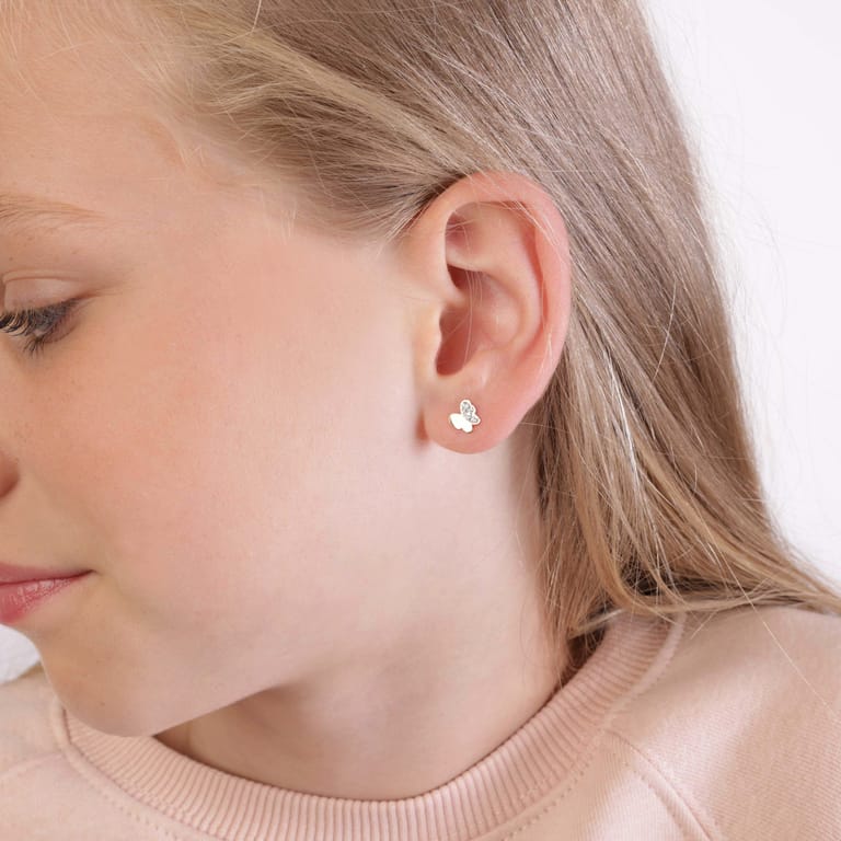 14 karaat geelgouden oorbellen vlinder met kristal