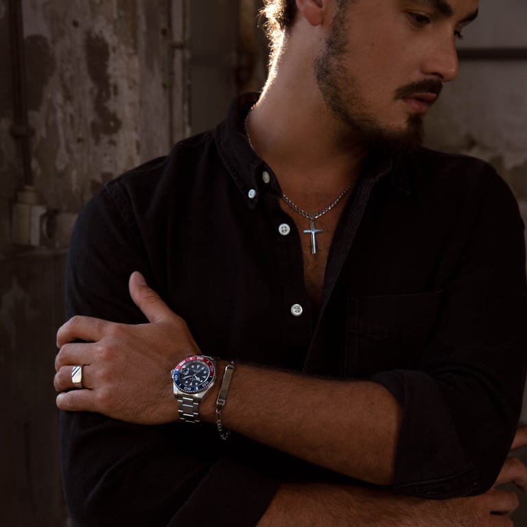 Gerecycleerd zilveren heren plaatarmband