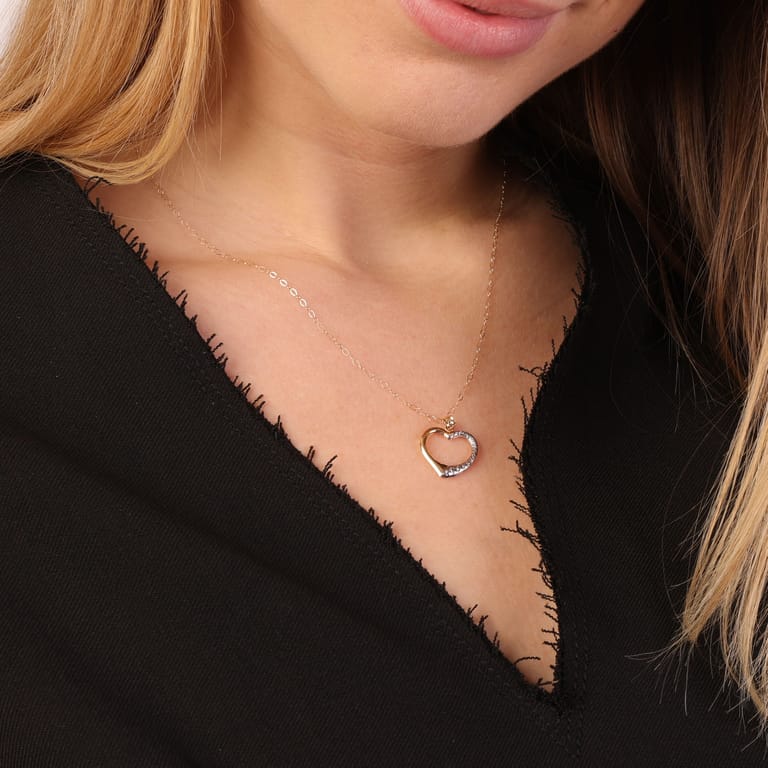 9 karaat ketting met hanger hart voor dames