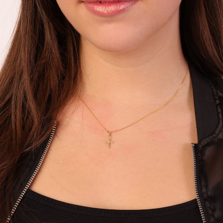 9 karaat ketting en hanger kruis voor dames