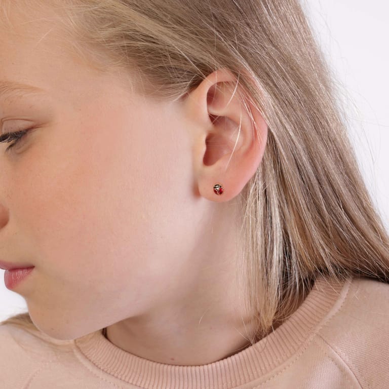 9 karaat oorknoppen lieveheersbeestje