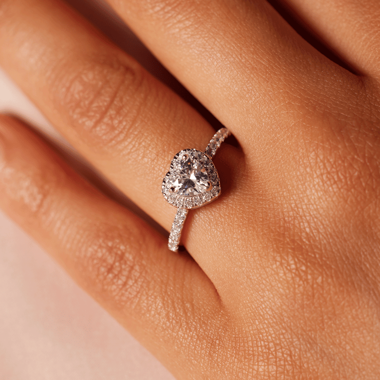 Ring, 925 Silber, Herz mit Zirkonia