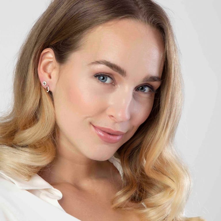 Geelgouden oorknoppen met zirkonia voor dames