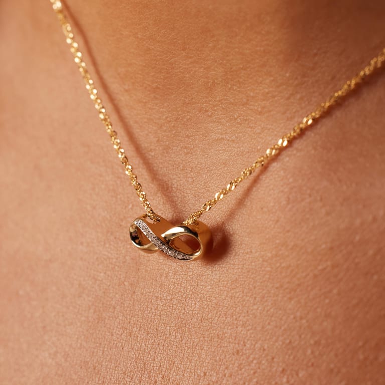14 karaat gouden ketting hanger diamant infinity 0,02c voor dames