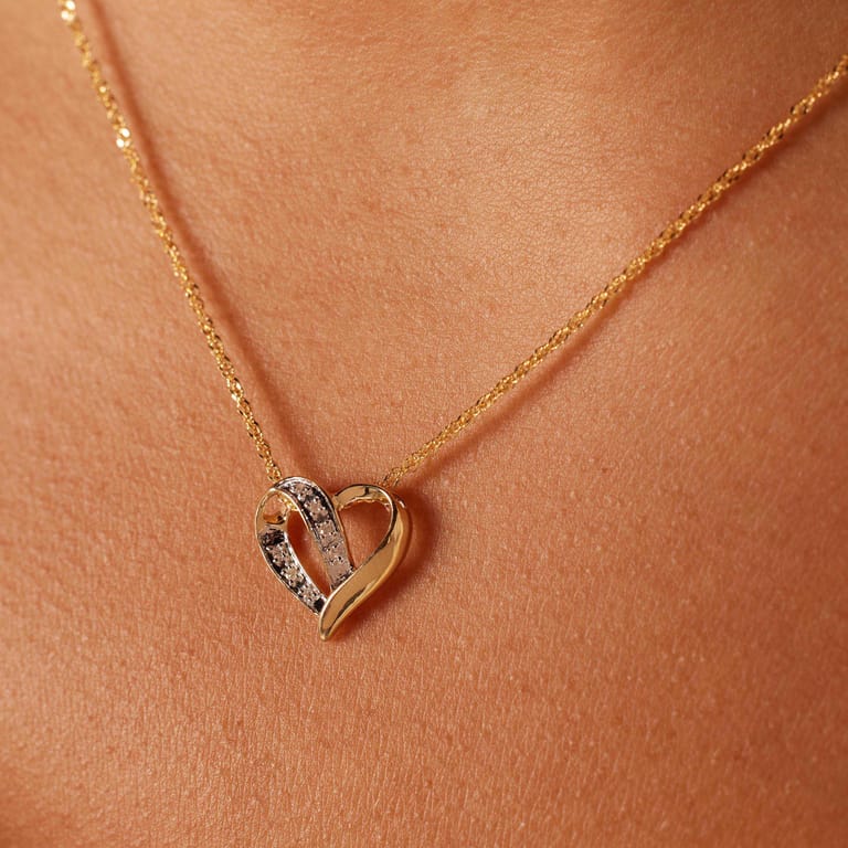 14 karaat gouden ketting hanger hart diamant 0,03ct voor dames