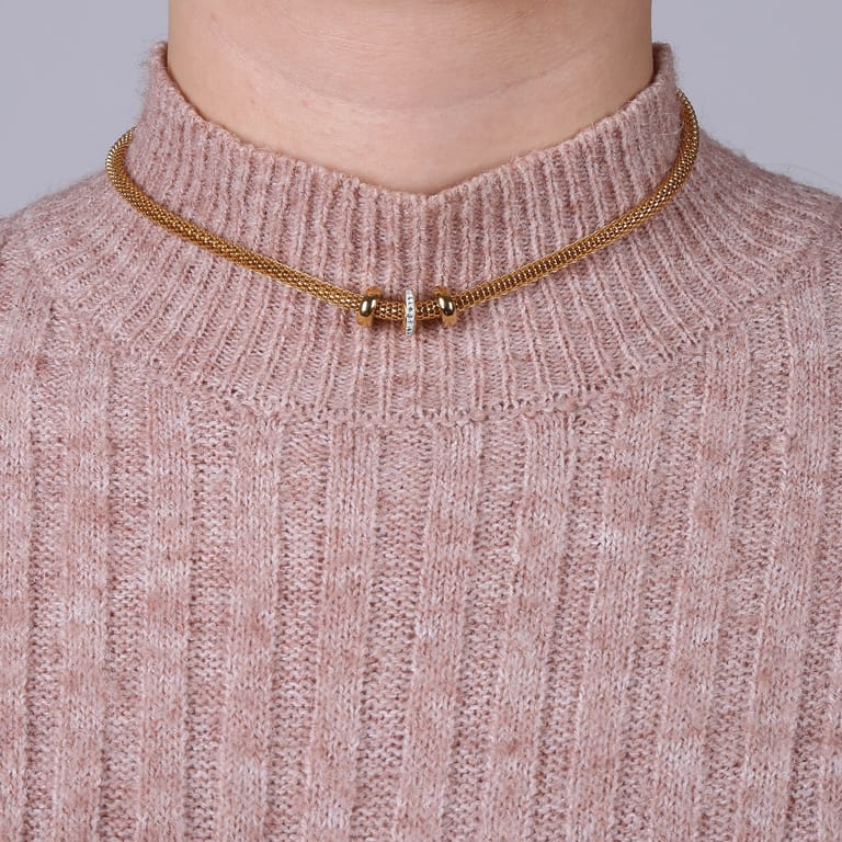 Stainless steel goldplated ketting met hanger met kristal voor dames