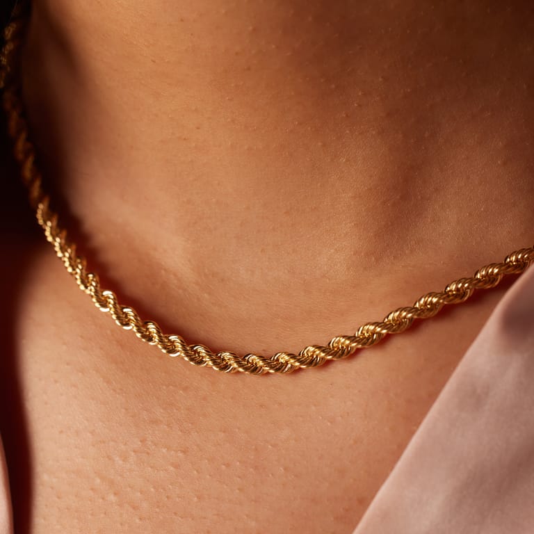 14 karaat gouden ketting koordschakel voor dames
