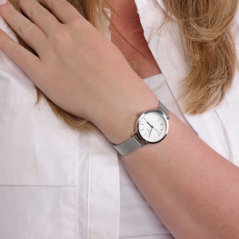 Regal mesh horloge met zilverkleurige band
