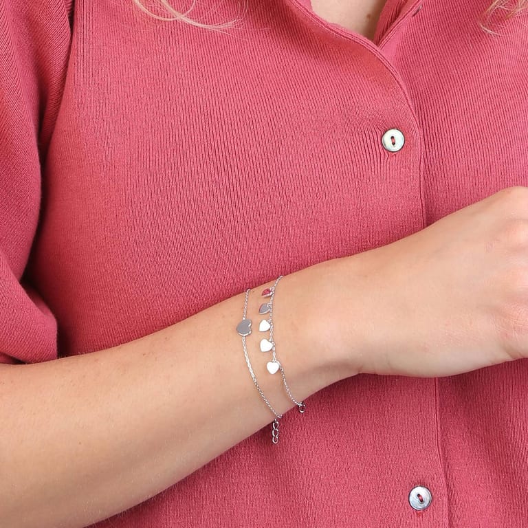 Silberarmband Herz rhodiniert