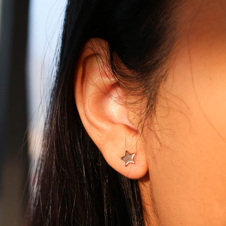 Zilveren oorringen roseplated galaxy ster voor dames