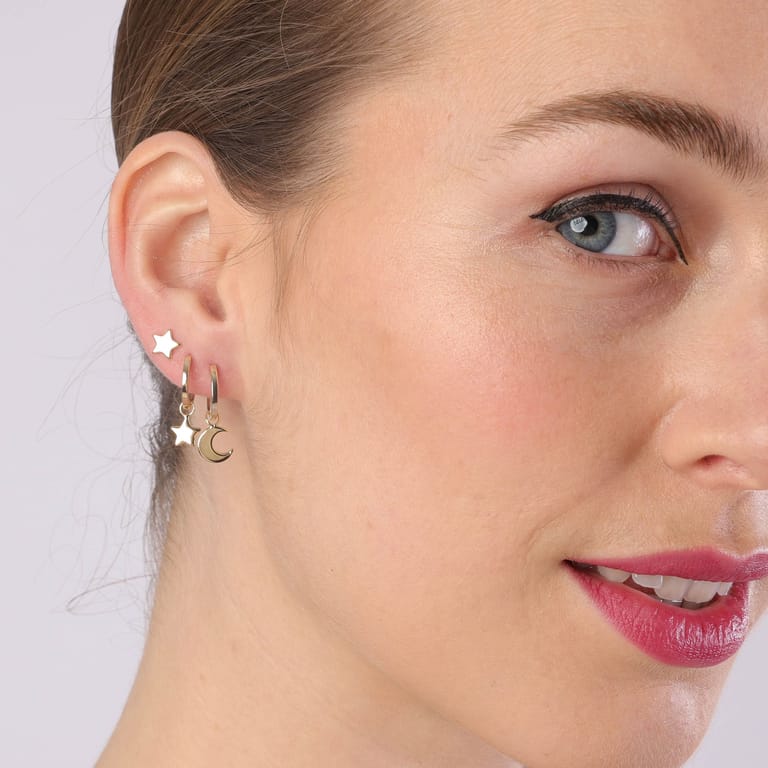 Zilveren goldplated oorringen ster voor dames