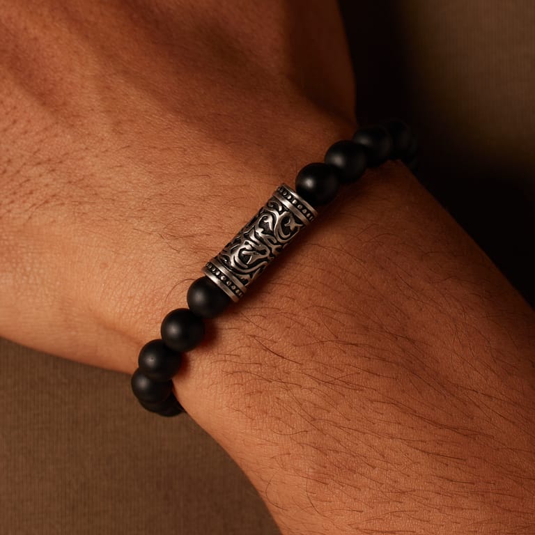 Stalen armband met agate stenen