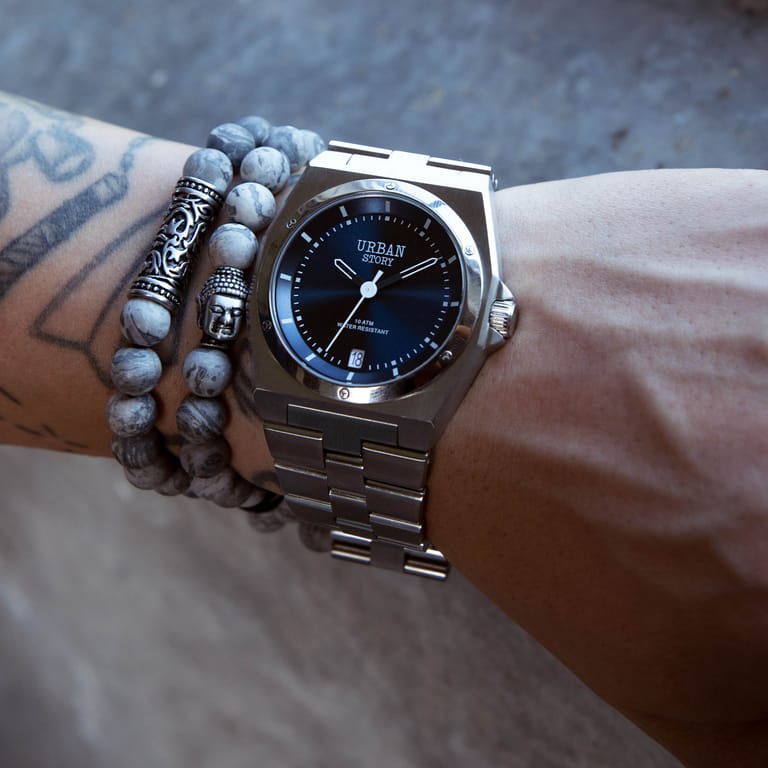 Stalen armband met jasper stenen