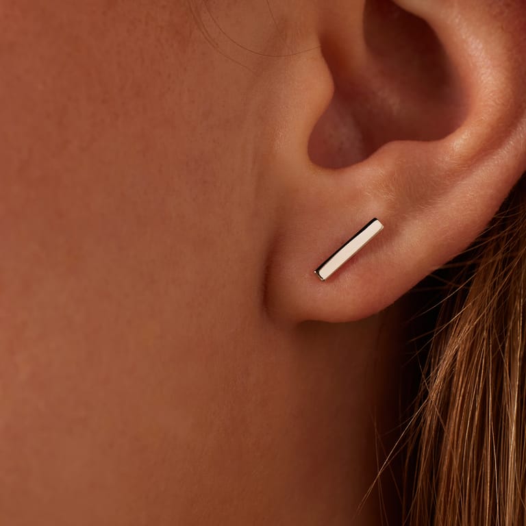 Ohrringe, 925 Silber, Stab, rhodiniert