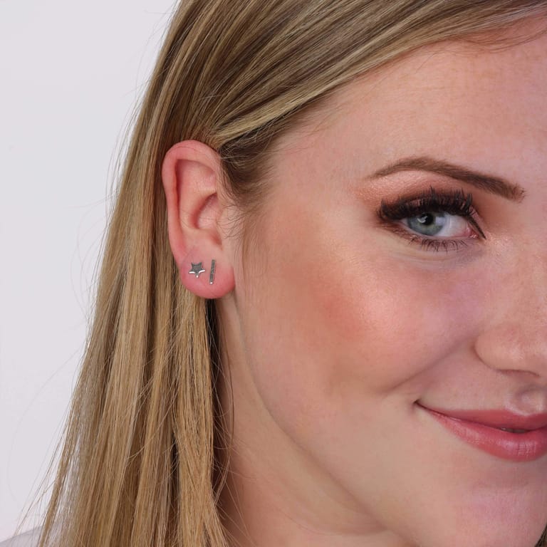 Zilveren oorringen rhodiumplated bar voor dames