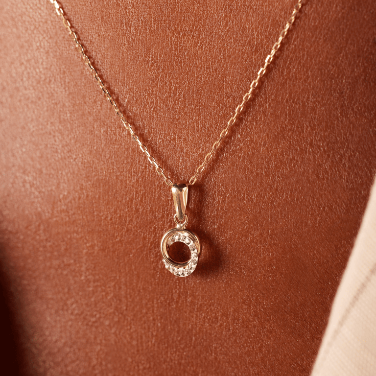 14 karaat geelgouden ketting hanger cirkel kristal