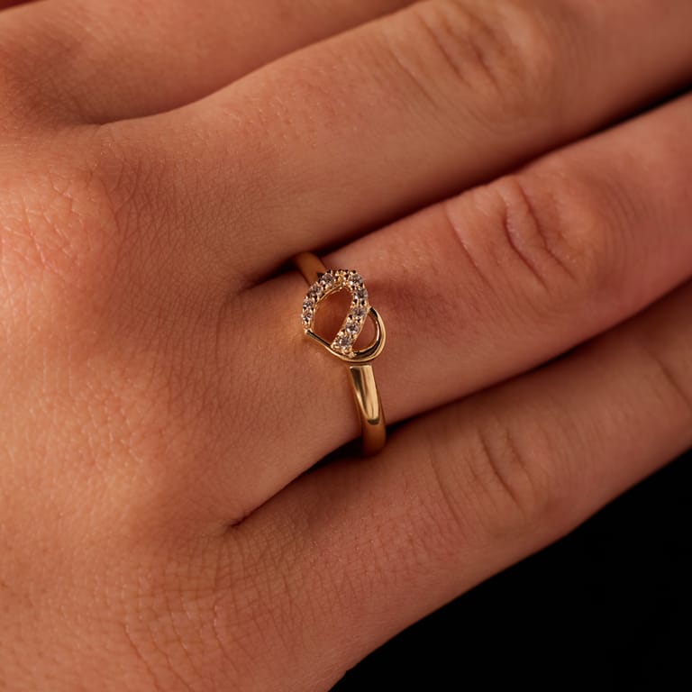 Ring, 585 Gelbgold, Herz mit Zirkonia
