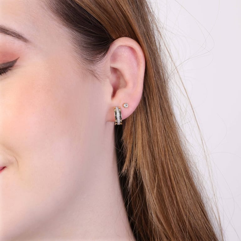 585 Gold Bicolor-Ohrringe mit Zirkonia