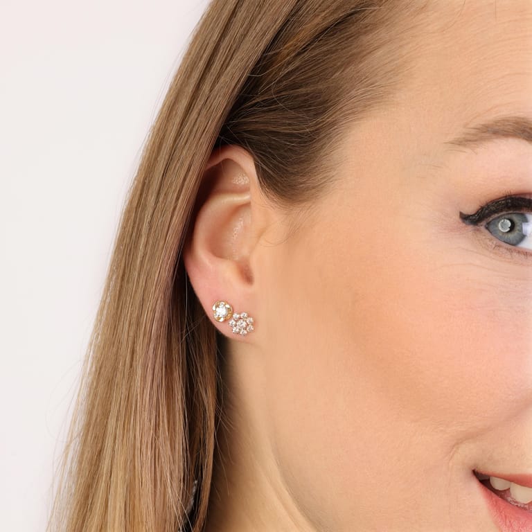 14 karaat geelgouden oorknoppen met zirkonia voor dames