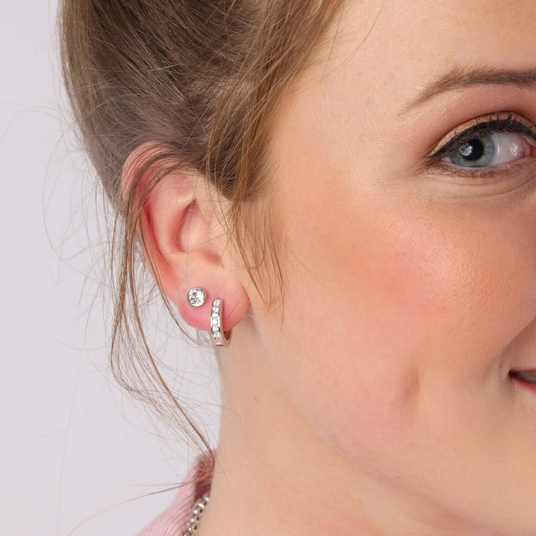 Zilveren oorknoppen kristal voor dames
