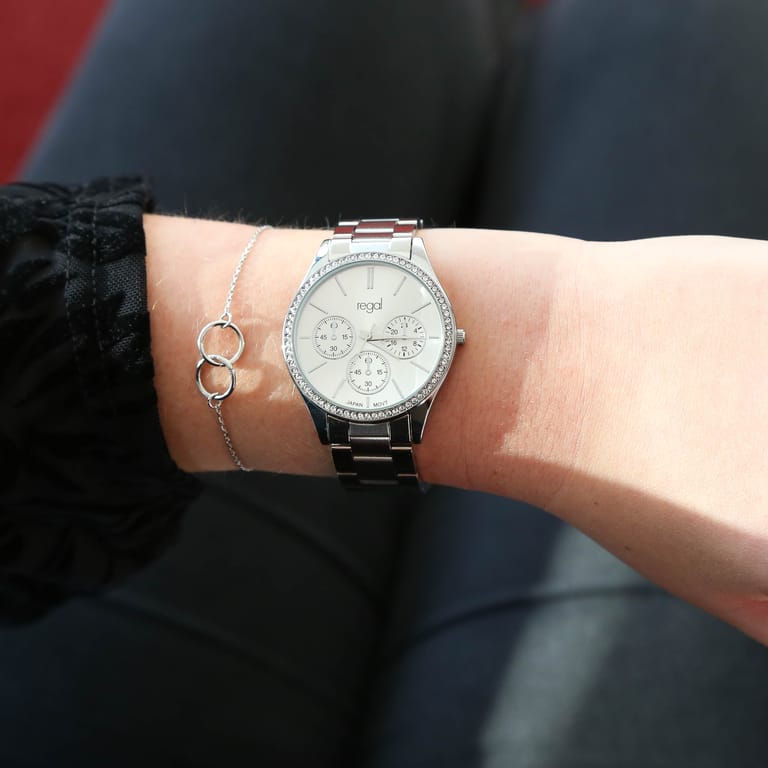 Regal Cadeau Set Heren Horloge Zilverkleurig met gratis armband