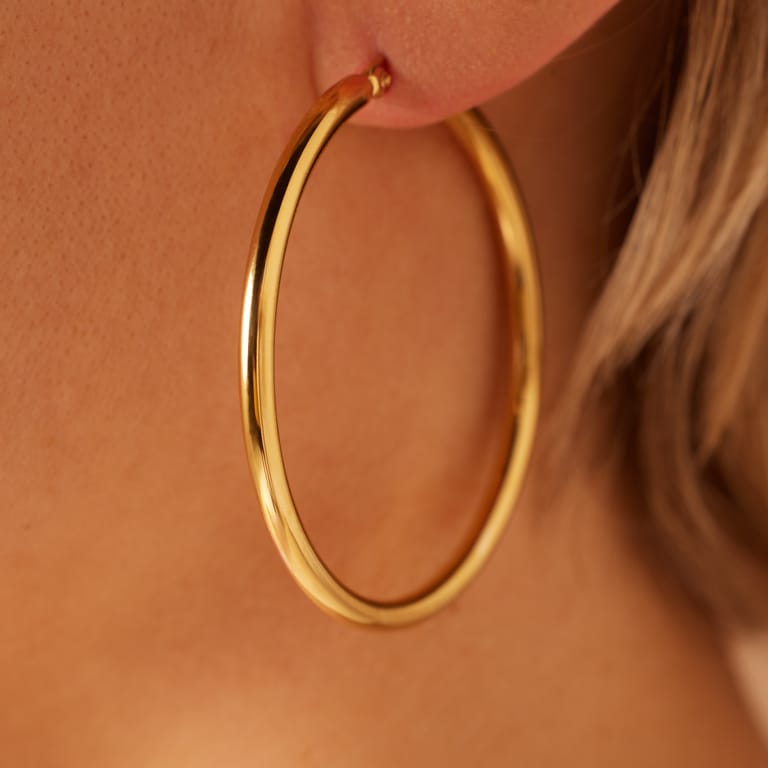 More combinations gerecycled stalen oorringen goldplated 40mm voor dames
