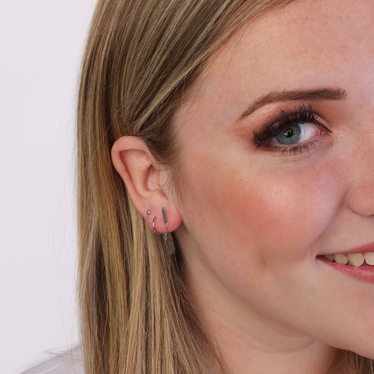 Zilveren set rhodiumplated oorbellen
