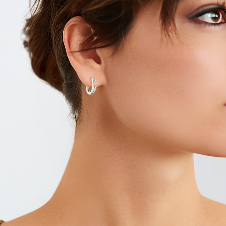 Ohrringe, 925 Silber, offen mit Zirkonia