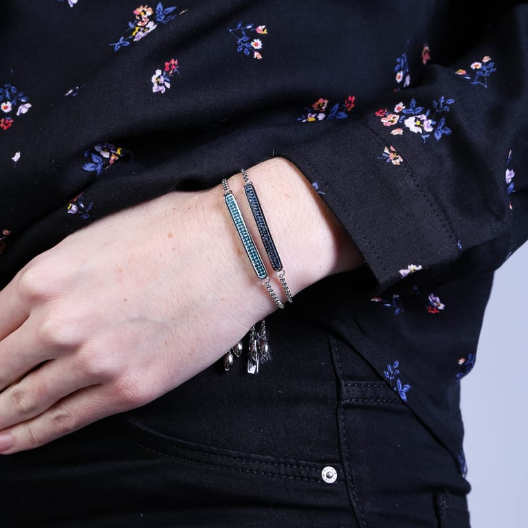 Plattenarmband, Edelstahl, Montana Kristall