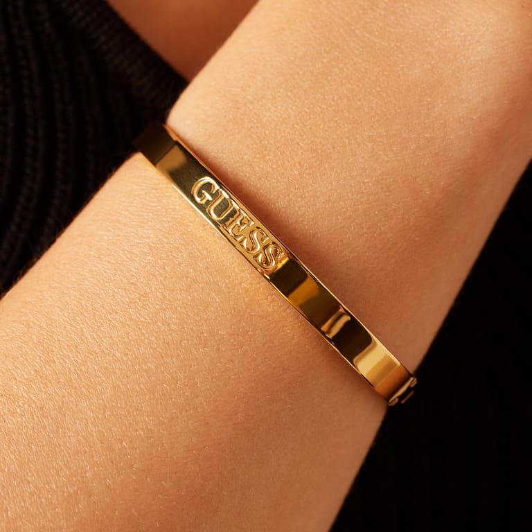 Guess stainless steel goldplated bangle met kristal voor dames