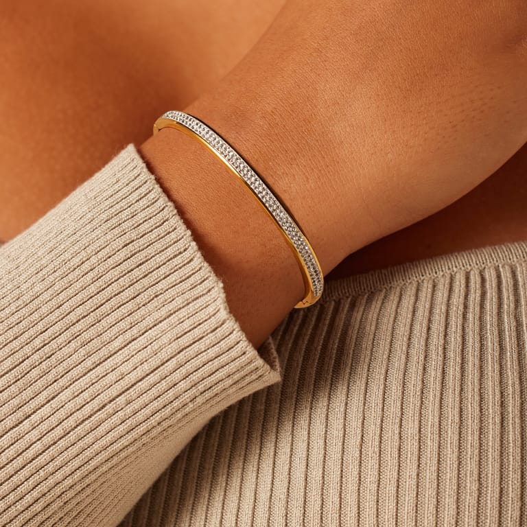 Gerecycleerd stalen armband goldplated wit kristal