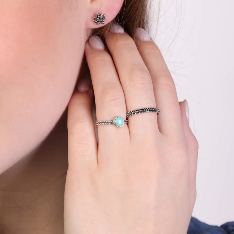 Zilveren ring rhodiumplated bol Bali