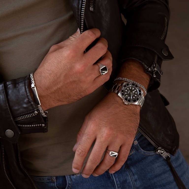Siegelring für Herren, 925 Silber, Onyx
