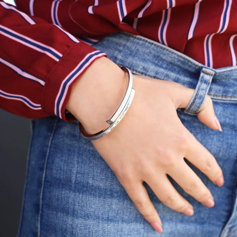 Zilveren armband bangle mat/glans