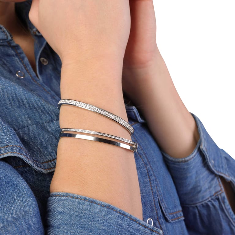 Gerecycled stalen armband bangle met kristal