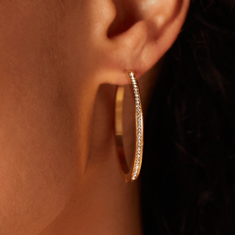 More combinations gerecycled stainless steel goldplated oorringen met kristal voor dames