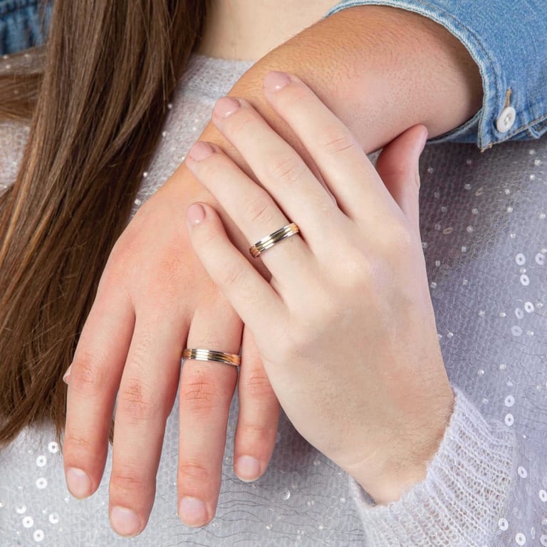 Zilveren goldplated herenliefdesring San Sebastian