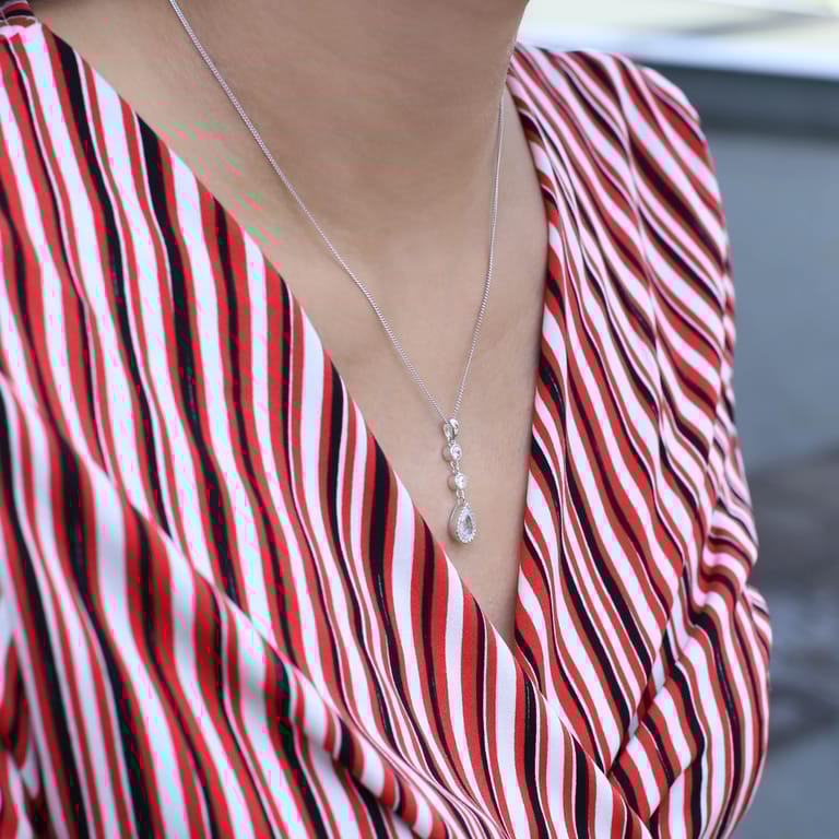 Zilveren ketting gerhodineerd met zirkonia voor dames