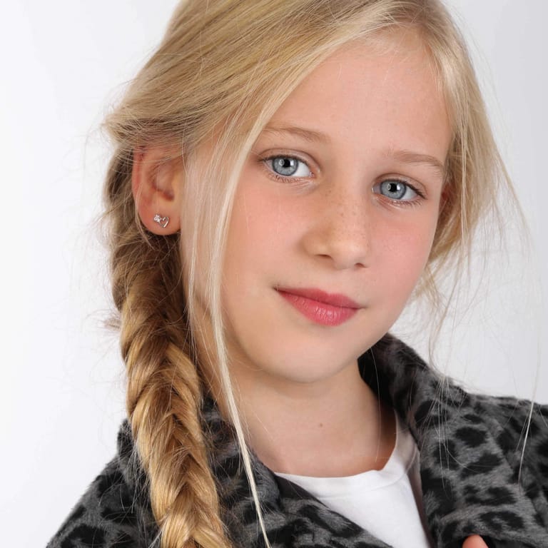 Kinderohrringe aus 925 Silber, Herz mit rosafarbenem Zirkonia