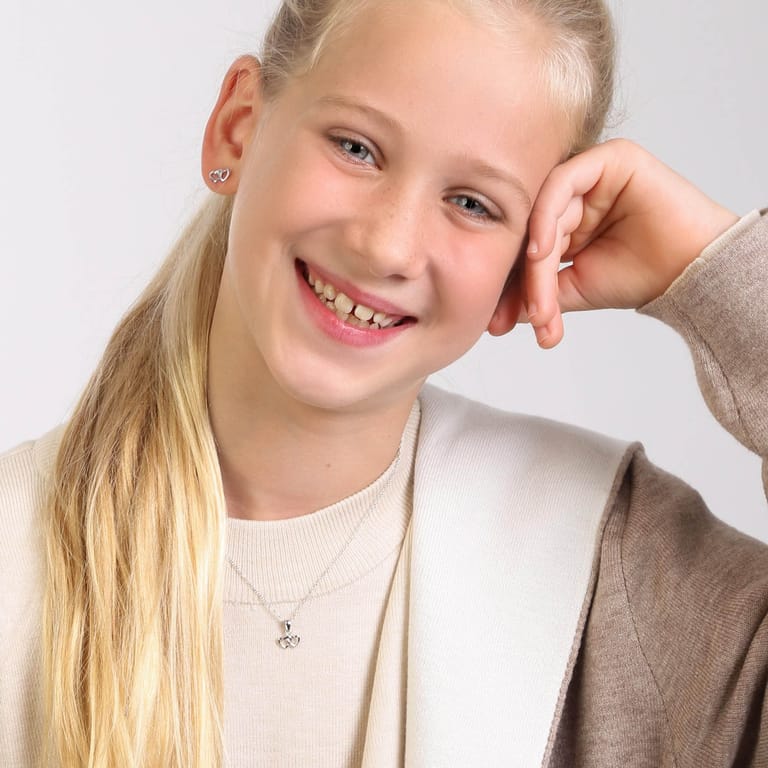 Zilveren kinderset harten