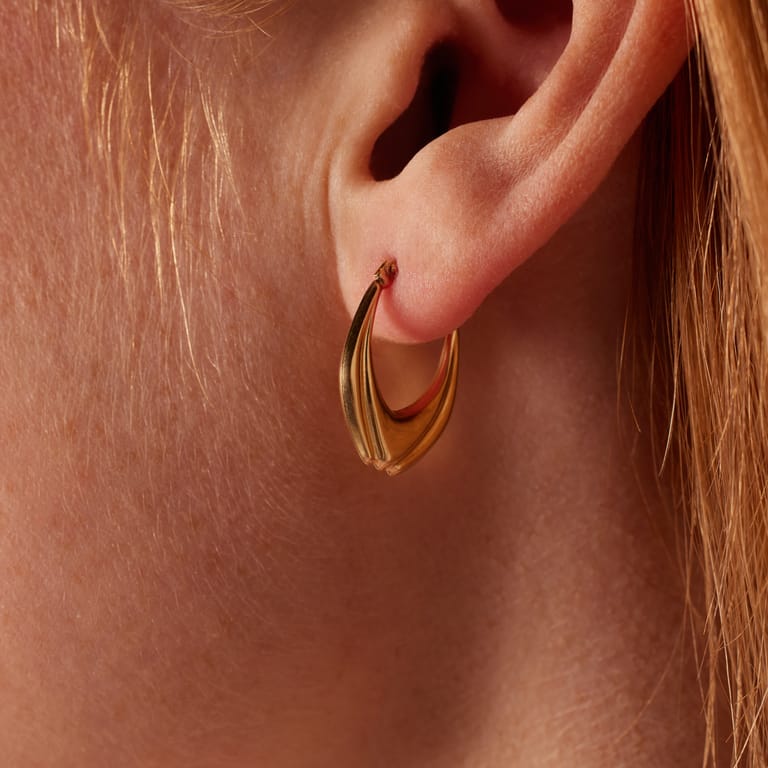 375 Gold Ohrringe, oval, Tulpenform