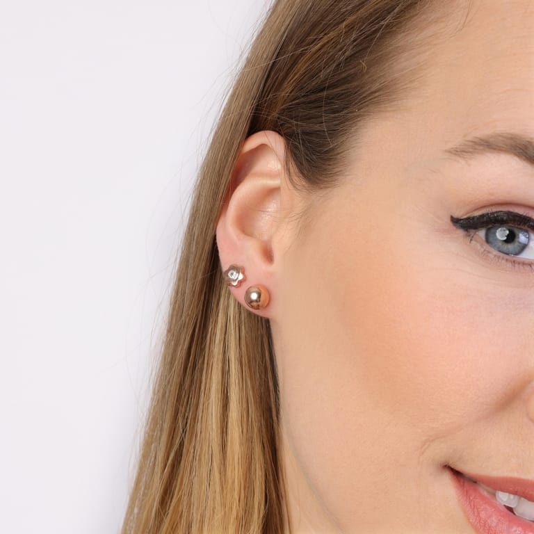 9 karaat oorknoppen bol rose voor dames