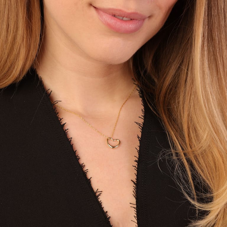 9 karaat ketting met hanger open hart voor dames