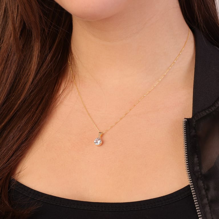 9 karaat ketting met hanger met zirkonia voor dames