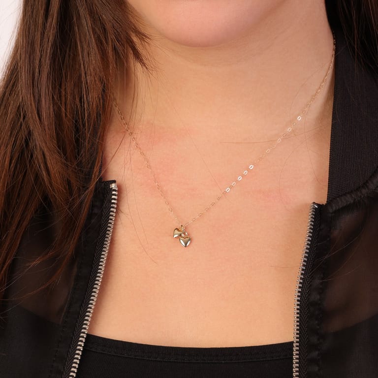 9 karaat ketting met hanger harten voor dames
