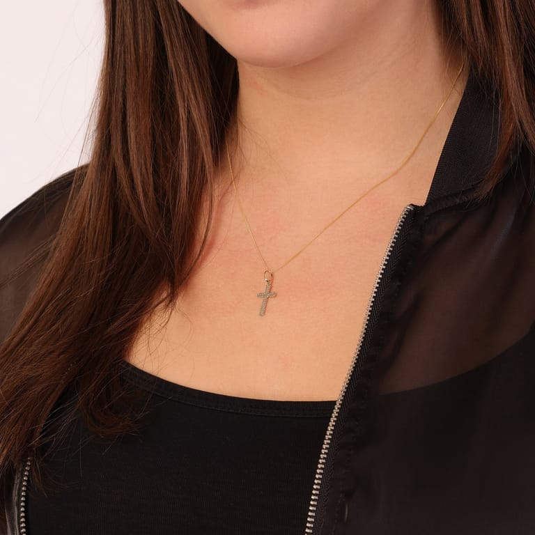 9 karaat ketting met hanger kruis voor dames