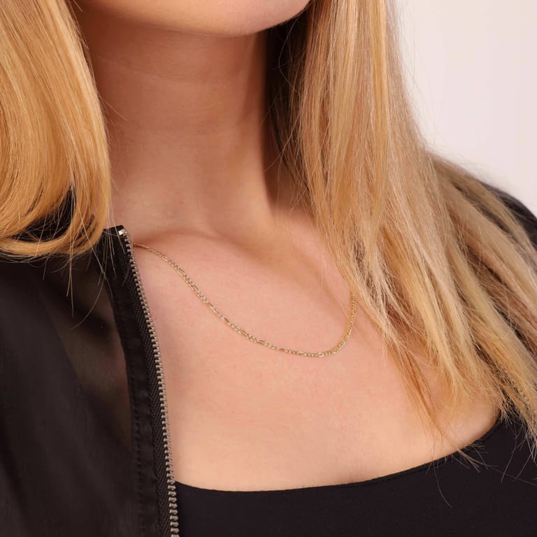 9 karaat ketting figaro diamond cut voor dames