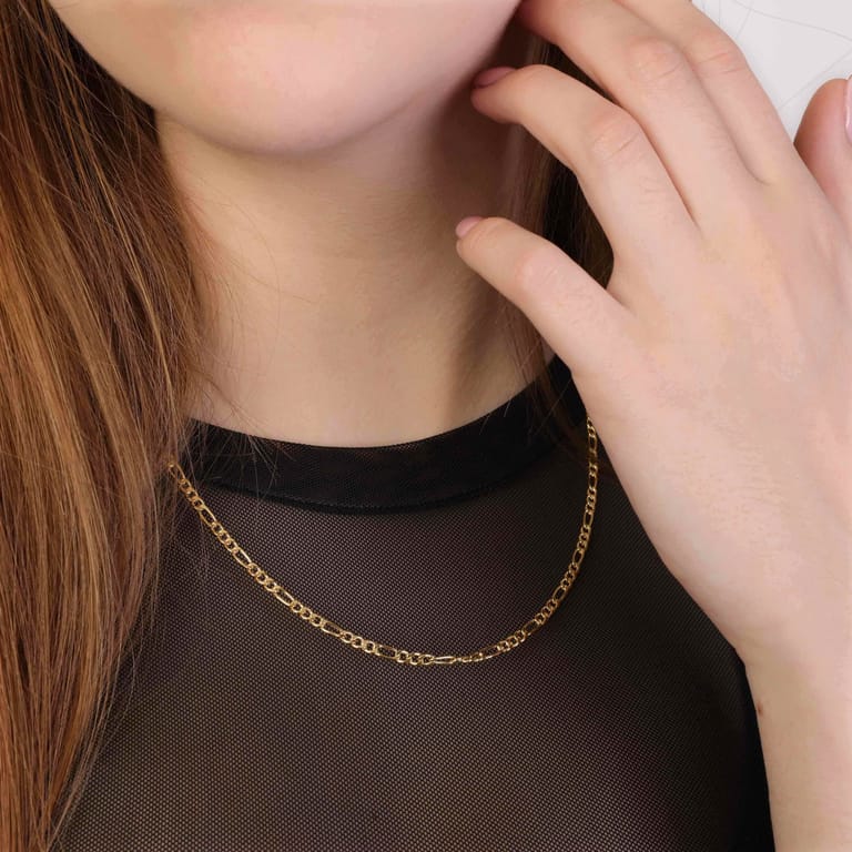9 karaat ketting figaro diamond cut voor dames