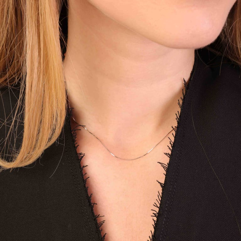 375 Gold Kette mit venezianischen Gliedern, weiß